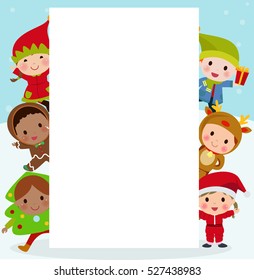 Illustration of cute kids wearing Christmas costumes