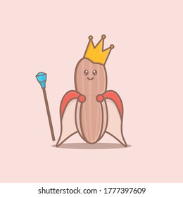 illustration of cute king mascot, peanuts and diamond sticks.