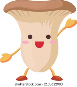 Illustration of a cute King trumpet　character raising one hand