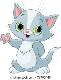 Illustration of cute kitten showing