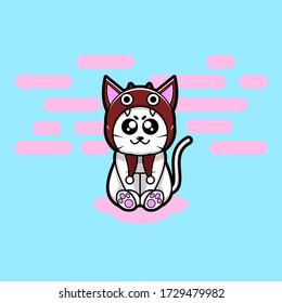 illustration of a cute kitten wearing a funny hat