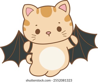 Illustration of cute kitty Christmas icon.
Funny Christmas cat in daily activities elements.
Cat wearing a bat costume
