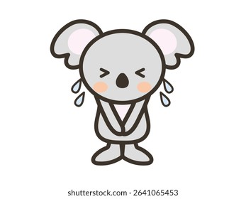 Illustration of a cute koala apologizing while sweating profusely
