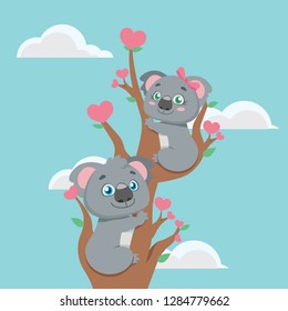 Illustration of a cute koala couple