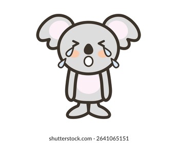 Illustration of a cute koala crying loudly