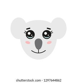 Illustration of cute koala. Kawaii koala. Koala icon. Cartoon animal.  Kawaii vector.