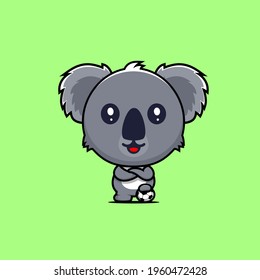 illustration of a cute koala soccer player vector design