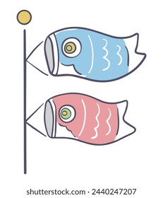 Illustration of cute koinobori (carp streamers)