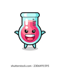 the illustration of cute laboratory beaker doing scare gesture , cute style design for t shirt, sticker, logo element