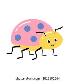 illustration of cute ladybug on a white background