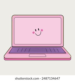 illustration of cute laptop pink color