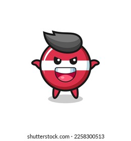 the illustration of cute latvia flag badge doing scare gesture , cute style design for t shirt, sticker, logo element