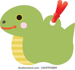 Illustration of a cute laughing snake clay bell