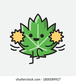 Ilustración del carácter del vector de mascota de hoja de corte