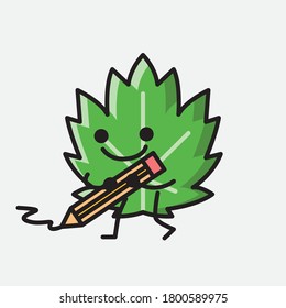 Ilustración del carácter del vector de mascota de hoja de corte