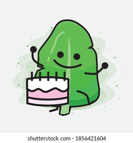 An illustration of Cute Leaf Vector Character