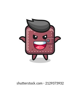 the illustration of cute leather wallet doing scare gesture , cute style design for t shirt, sticker, logo element