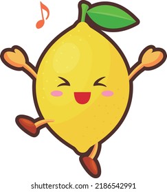 Illustration of a cute lemon character who is very happy