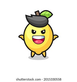 the illustration of cute lemon doing scare gesture , cute style design for t shirt, sticker, logo element