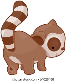 Illustration eines scharfen Lemur-Betrachters über seine Schultern