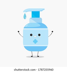 Illustration of cute light blue shower soap bottle