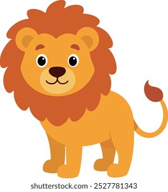 illustration cute lion flat cartoon style