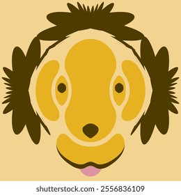 Illustration of a cute lion head on a beige background.