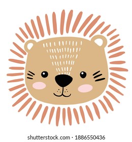 Illustration of cute lion in Scandinavian style. Vector illustration of animal good for print, poster, greeting cards, and more.