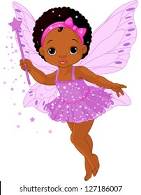  Illustration of Cute little baby fairy in fly