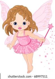 Illustration of Cute little baby fairy in fly