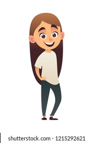 Illustration of cute little beautiful girl isolated vector
