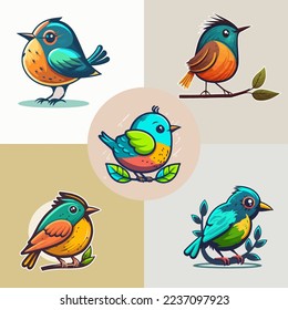 illustration of cute little bird in  cartoon style. animal vector illustration for logo icon or mascot