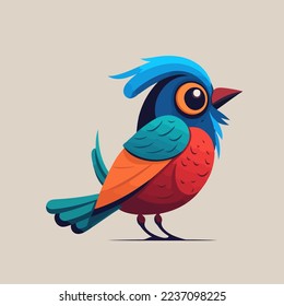 illustration of cute little bird in  cartoon style. animal vector illustration for logo icon or mascot