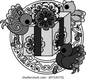 The illustration of a cute little bird of a mysterious design