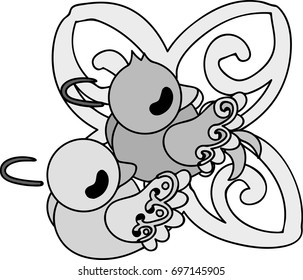 The illustration of a cute little bird of a mysterious design