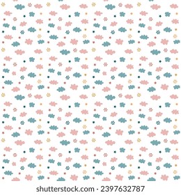 Illustration of a cute little cloud pattern. Can be used for fabric printing and gift paper printing, screen printing, etc.