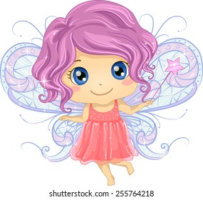 Illustration of a Cute Little Girl Dressed as a Fairy