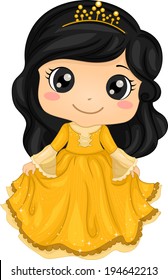 Illustration of a Cute Little Girl Wearing a Princess Costume