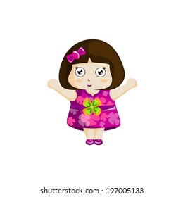 Illustration of a Cute Little Girl Wearing beautiful dresses