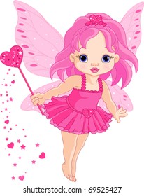 Illustration of Cute little Love baby fairy in fly