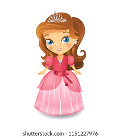 Illustration of Cute little princess on white background. Vector illustration.