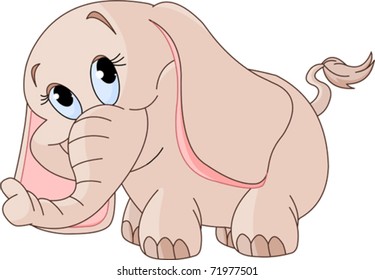 Illustration of cute Little smiling baby elephant
