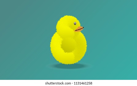 illustration cute little yellow duck 