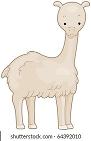 Illustration of a Cute Llama Smiling Contentedly