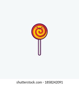 Illustration of Cute Lollipop Icon - Smiley Emoji Icon Set, Vector Cartoon Illustration.