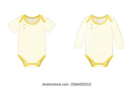 Illustration of cute long-sleeved and short-sleeved rompers