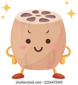 Illustration of a cute lotus root character with a proud face