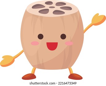 Illustration of cute lotus root character raising hand