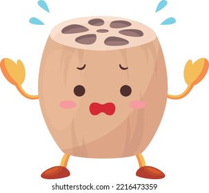 Illustration of a cute lotus root character who is impatient