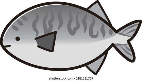 Illustration of a cute mackerel character